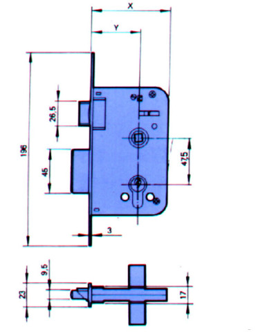 CERRADURA EMBUTIR REVERSIBLE