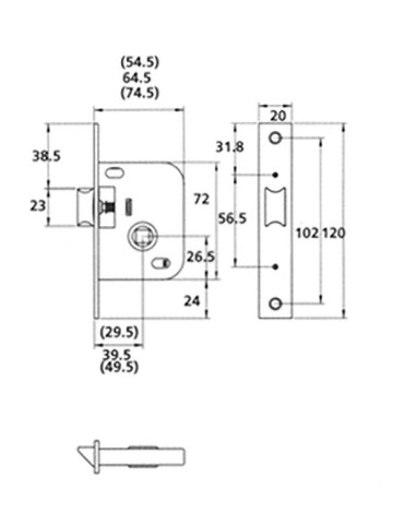 PICAPORTE HIERRO LATONADO 8MM