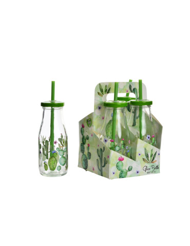 BOTELLA CRISTAL CACTUS SET-4