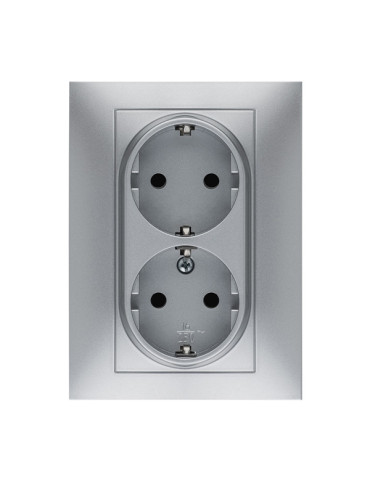 BASE ENCHUFE EMPOTRAR ALUMINIO DOBLE