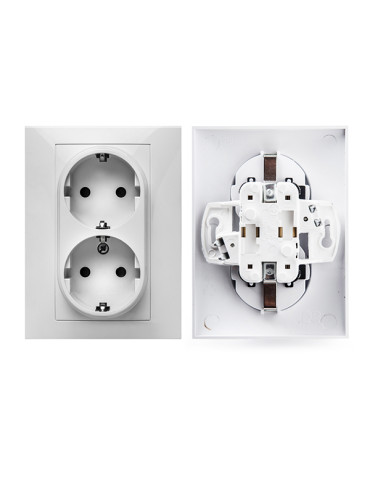 BASE ENCHUFE EMPOTRAR BLANCO DOBLE