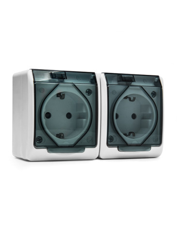 BASE ENCHUFE SUPERFICIE DOBLE IP54 ESTANCO