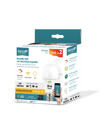 LAMPARA LED WIFI E27 LN REGULABLE PACK 2