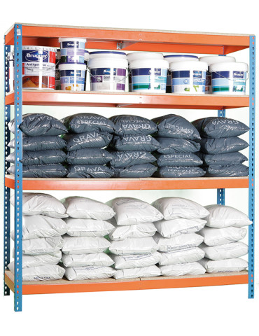 ESTANTERIA 4 ALTURAS AZUL/NARANJA 600KILOS