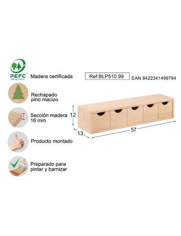 CAJONERA 5X1 PINO S/BARN