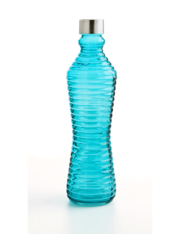 BOTELLA VIDRIO AZUL TURQUESA