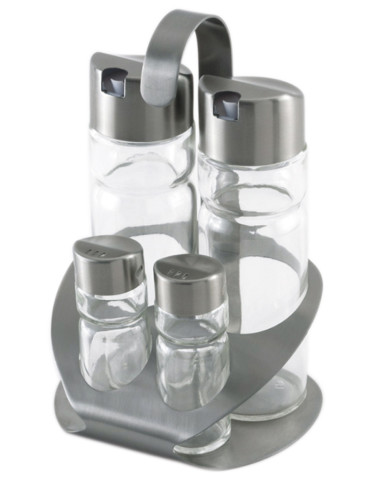 VINAGRERA Y ACEITERA INOX C/SOPORTE