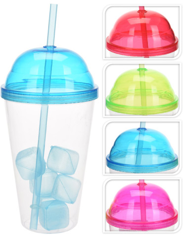 VASO C/CUBITOS /PAJITA 4 COLOR