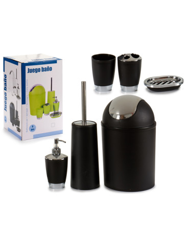 JUEGO BAÑO 6PZ CUBO 3 L NEGRO