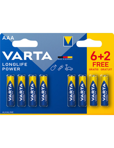 PILA ALCALINA LR03 AAA BL 6+2 LONGLIFE POWER