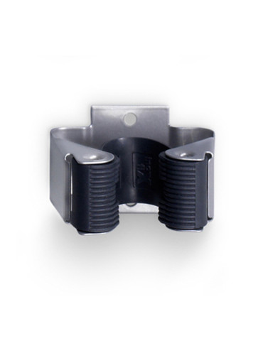 SUJETA ESCOBAS BL.2 CROMO MATE