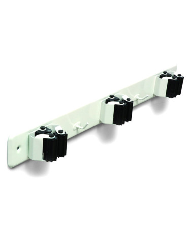 SUJETA ESCOBAS TRIPLE BLANCO