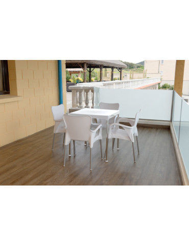 MESA RESINA BLANCO/ALUMINIO