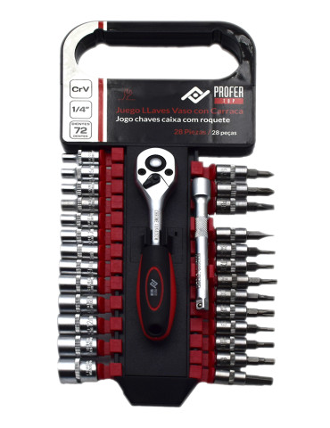 LLAVE VASO JGO 28 PZ +CARRACA