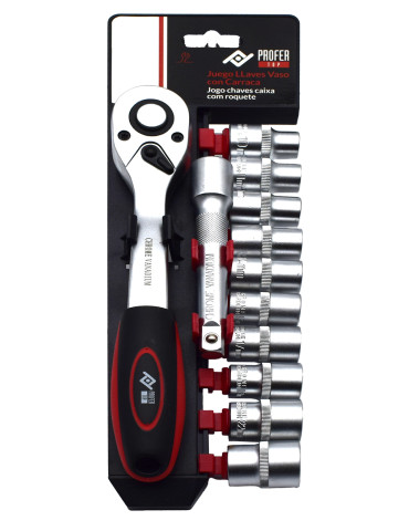 LLAVE VASO JGO 12 PZ +CARRACA