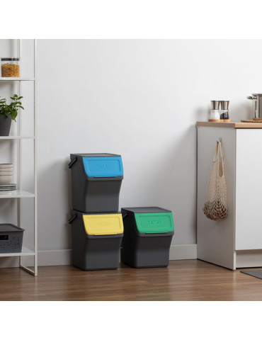 CUBO RECICLAJE SELECTIVO ANTRACITA SET-3