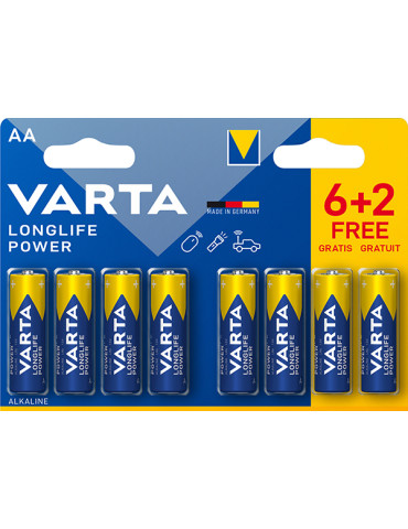 PILA ALCALINA LR06 AA BL 6+2 LONGLIFE POWER