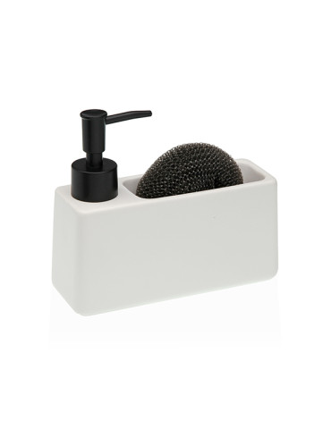 DISPENSADOR JABON +ESTROPAJERO BLANCO