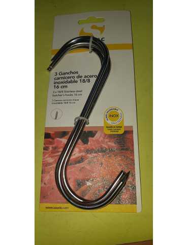 GANCHO CARNICERO INOX BLISTER DE 3 18/8 N-8