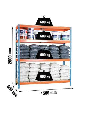 ESTANTERIA 4 ALTURAS AZUL/NARANJA 600KILOS