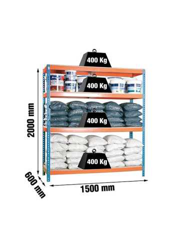 ESTANTERIA 4 ALTURA AZUL/NARANJA 400 KILOS