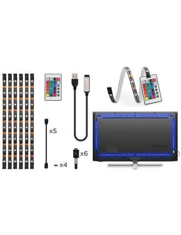 TIRA LED RGB A USB TV +CONTROL REMOTO 6 TIRAS