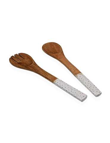 CUBIERTOS SERVIR MADERA SPECKLE SET-2