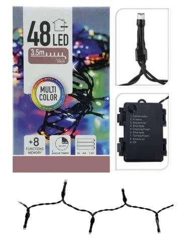 GUIRNALDA A PILAS MULTIFUNCION 48 LEDS LUZ MULTICO