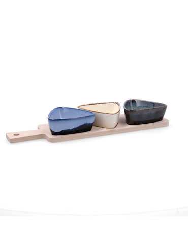 BOL TRIANGULAR APERITIVO SET-3 C/TABLA MOANA