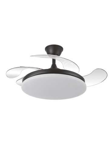 VENTILADOR TECHO C/LUZ 4 ASP RETRACTIL NEGRO