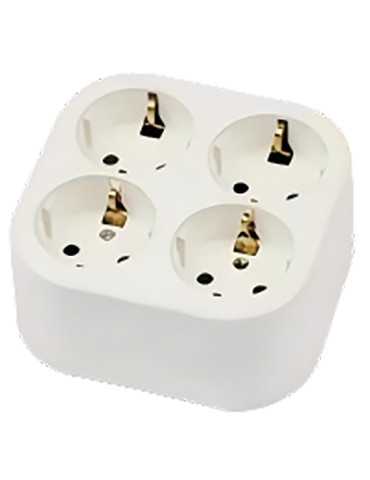 BASE MULTIPLE 10/16A 4T TT S/CABLE CUADRADA