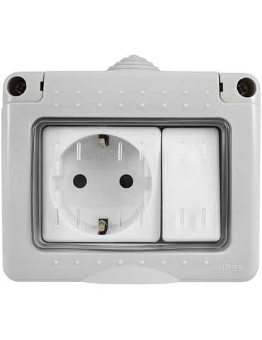 CONMUTADOR Y BASE SUPERFICIE ESTANCO SCHUKO C/TT