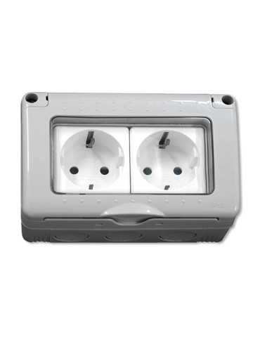 BASE DOBLE SUPERIFICIE ESTANCO SCHUKO C/TT IP55