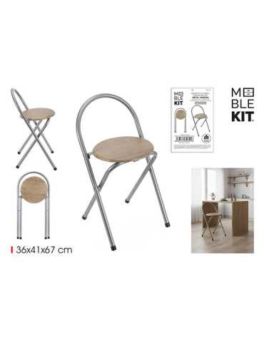 TABURETE C/RESPALDO MADERA METAL