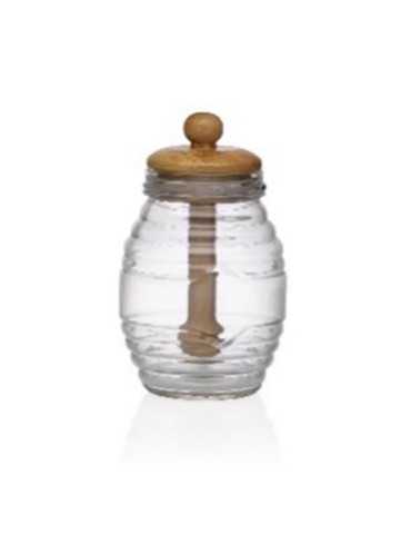 MIELERA BOROSILICATO CON TAPA Y CUCHARA BAMBU
