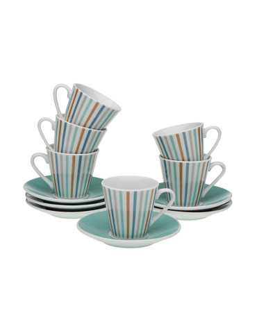 TAZA CAFE PORCELANA RAYAS SET-6