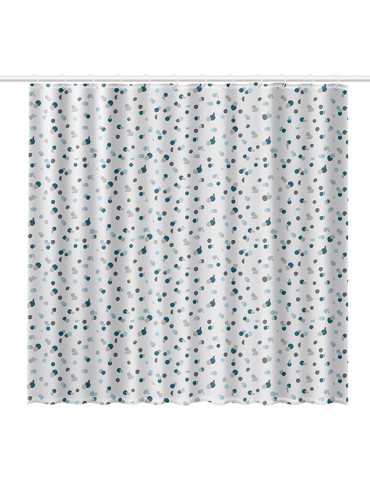CORTINA BAÑO POLYESTER BLANCA PUNTOS