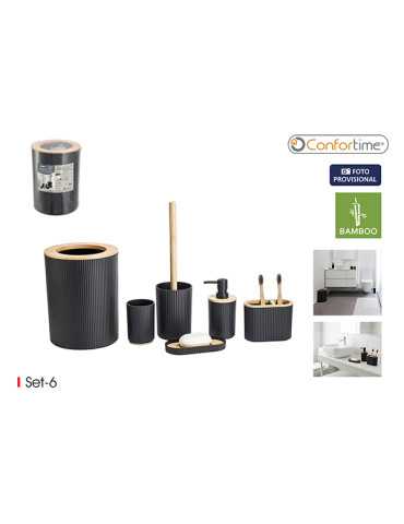 JUEGO BAÑO 6 PZS NEGRO CONFORTIME