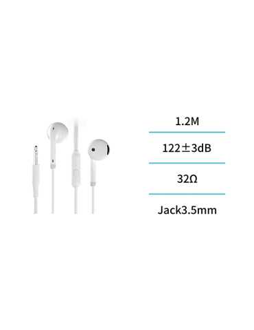 AURICULAR C/CABLE JACK 3.5mm SEMI IN EAR BLCO