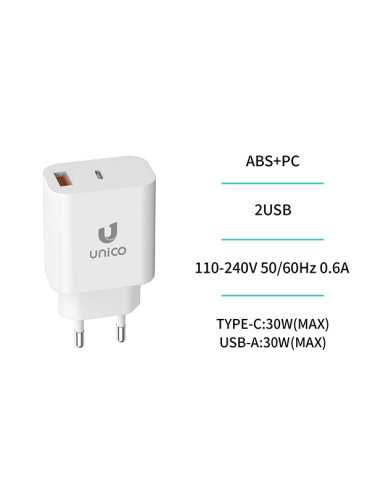 CARGADOR RED DUAL USB-A QC + USB-C PD